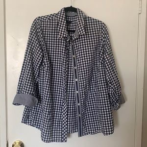 Talbots Blue Gingham Plaid Shirt